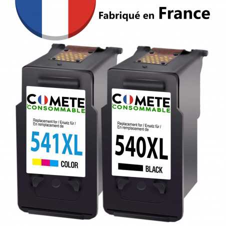 Cartouche d'encre compatible canon 540xl 541xl pg540 cl541 pg-540 cl-541 noir et couleur fabriqué en France Made in France