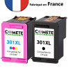 Pack 2 Cartouches Made in France compatibles HP 301XL - 1 Noir + 1 Couleurs, HP