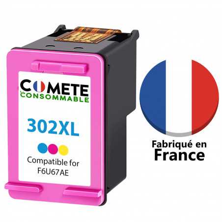 1 cartouche MADE IN FRANCE compatible HP 302XL Couleur, HP