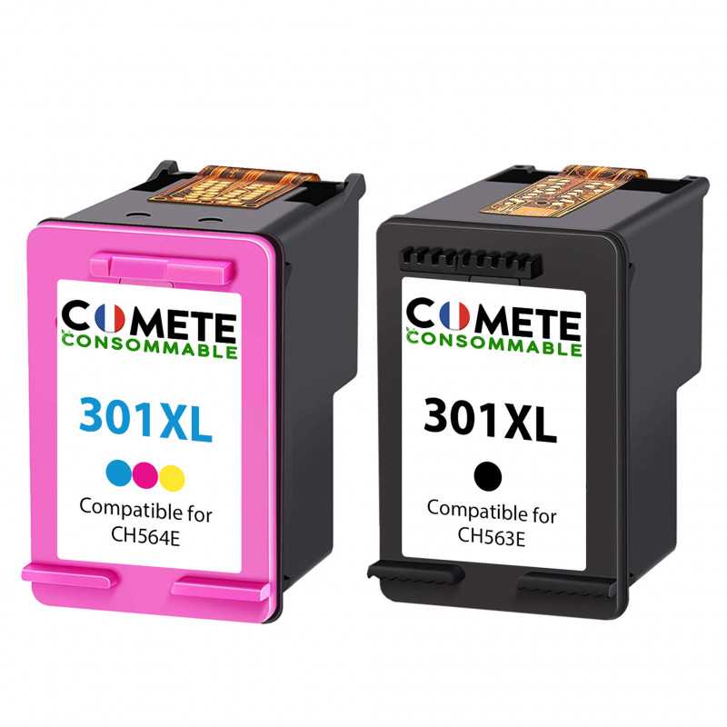 2 Cartouches compatibles HP 301XL - 1 Noir + 1 Couleurs, HP 2 Cartouches compatibles HP 301XL - 1 Noir + 1 Couleurs, HP
