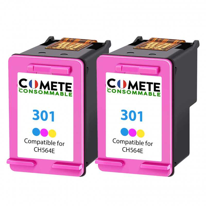 2 Cartouches d'encre compatibles HP 301 Couleur