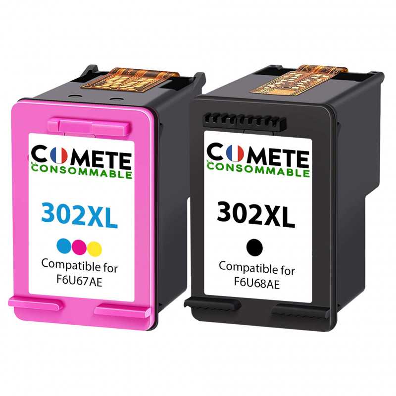 G&G 302XL Cartouches d'encre Compatibles avec HP 302 XL Haute Capacité /  Lot de 2 Zwart