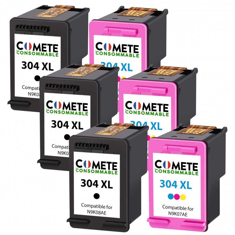 6 Cartouches compatibles HP 304XL - 3 Noir + 3 Couleurs, HP 6 Cartouches compatibles HP 304XL - 3 Noir + 3 Couleurs, HP