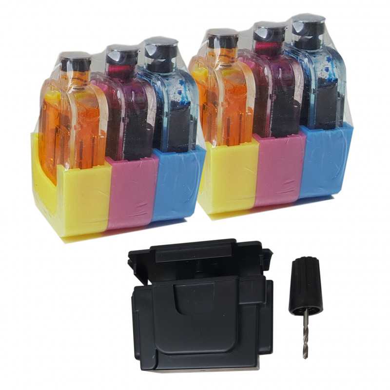 refill24 Kit de recharge pour cartouches d'encre HP 305, 305 XL avec  flacons d'e