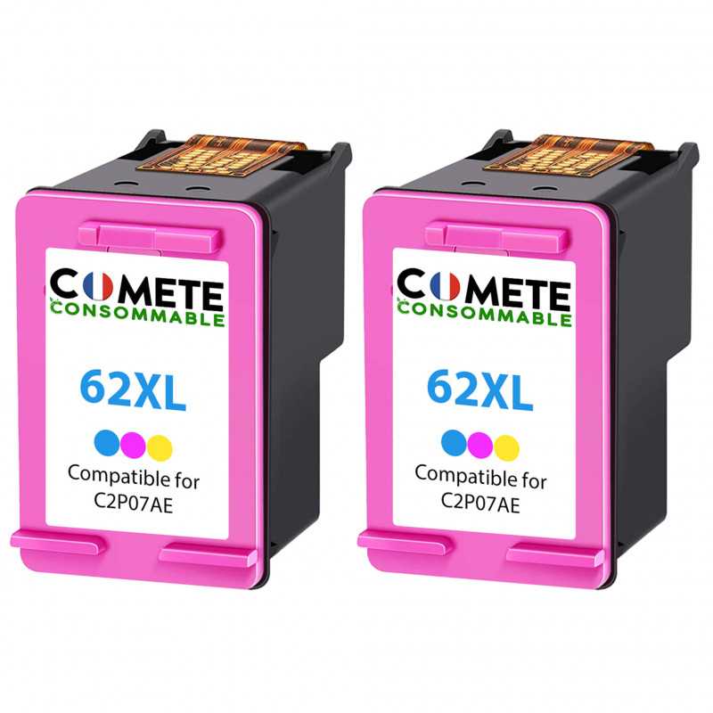 2 Cartouches compatibles HP 62XL Couleur, HP 2 Cartouches compatibles HP 62XL Couleur, HP