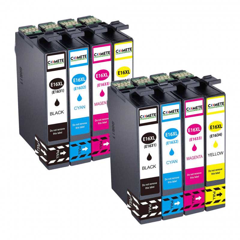 8 Cartouches 16XL compatibles Epson Workforce C13T16214010 - 2 Noir + 2 Cyan + 2 Magenta + 2 Jaune, EPSON