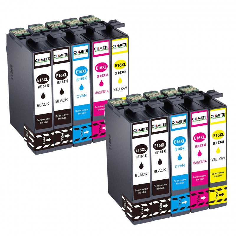 10 Cartouches 16XL compatibles Epson Workforce C13T16214010 - 4 Noir + 2 Cyan + 2 Magenta + 2 Jaune, EPSON