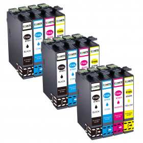 12 Cartouches 16XL compatibles Epson Workforce C13T16214010 - 3 Noir + 3 Cyan + 3 Magenta + 3 Jaune, EPSON