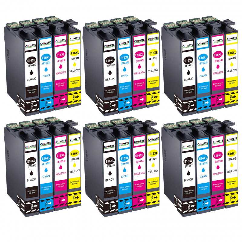 24 Cartouches 16XL compatibles Epson Workforce C13T16214010 - 6 Noir + 6 Cyan + 6 Magenta + 6 Jaune, EPSON