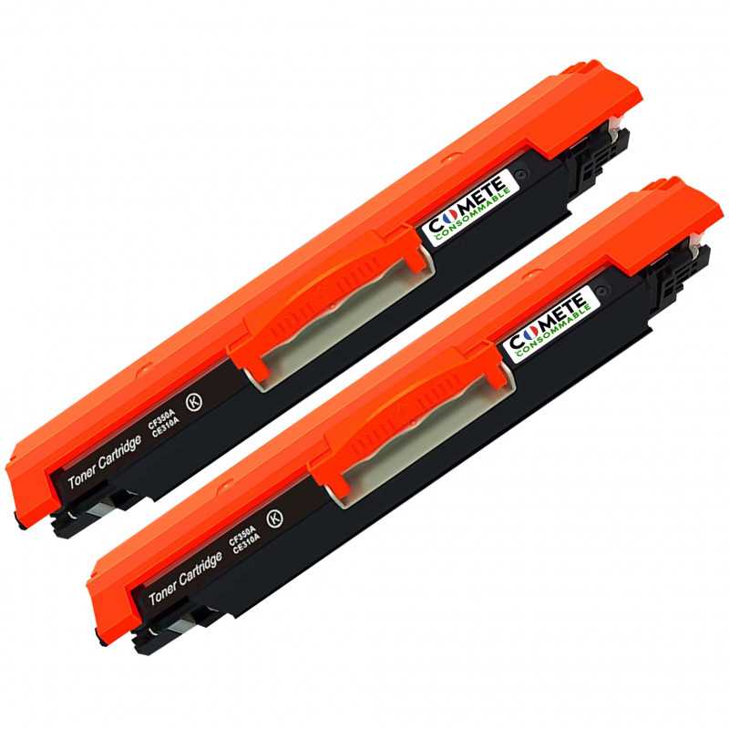 2 Toners compatibles HP 126A CE310A/CF350A, HP 2 Toners compatibles HP 126A CE310A/CF350A, HP