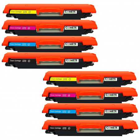 8 Toners compatibles HP 126A CE310A/CF350A - 2 Noir + 2 Cyan + 2 Magenta + 2 Jaune