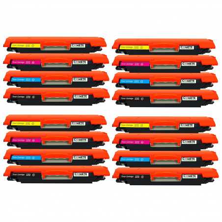 16 Toners compatibles HP 126A CE310A/CF350A - 4 Noir + 4 Cyan + 4 Magenta + 4 Jaune, HP