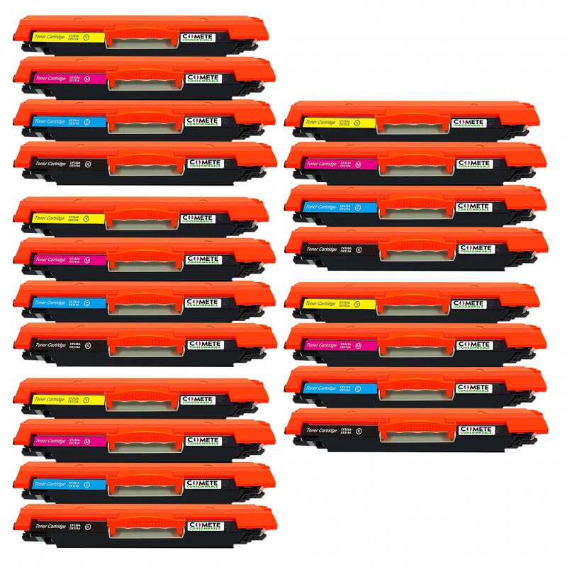 20 Toners compatibles HP 126A CE310A/CF350A - 5 Noir + 5 Cyan + 5 Magenta + 5 Jaune, HP 20 Toners compatibles HP 126A CE310A/CF350A - 5 Noir + 5 Cyan + 5 Magenta + 5 Jaune, HP