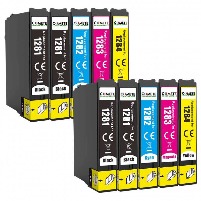 T1285 - 10 Cartouches d'encre Compatibles avec Epson T128 T1281 T1282 T1283 T1284 pour Epson Stylus, EPSON T1285 - 10 Cartouches d'encre Compatibles avec Epson T128 T1281 T1282 T1283 T1284 pour Epson Stylus, EPSON