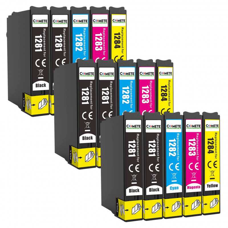 T1285 - 15 Cartouches d'encre Compatibles avec Epson T128 T1281 T1282 T1283 T1284 pour Epson Stylus, EPSON T1285 - 15 Cartouches d'encre Compatibles avec Epson T128 T1281 T1282 T1283 T1284 pour Epson Stylus, EPSON
