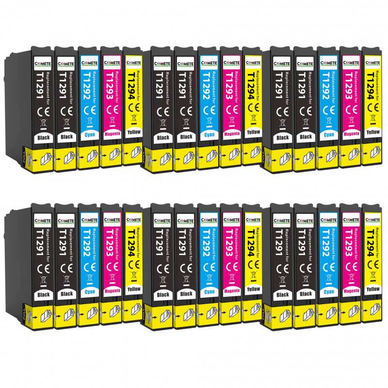30 Cartouches compatibles Epson T129XL - 12 Noir + 6 Cyan + 6 Magenta + 6 Jaune, EPSON 30 Cartouches compatibles Epson T129XL - 12 Noir + 6 Cyan + 6 Magenta + 6 Jaune, EPSON