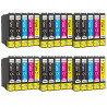 30 Cartouches compatibles Epson T129XL - 12 Noir + 6 Cyan + 6 Magenta + 6 Jaune