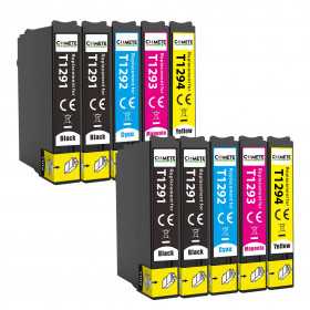 10 Cartouches compatibles Epson T129XL - 4 Noir + 2 Cyan + 2 Magenta + 2 Jaune, EPSON