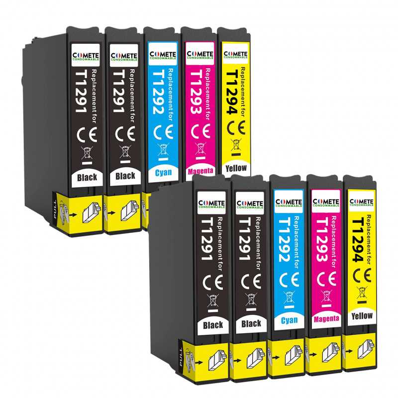 10 Cartouches compatibles Epson T129XL - 4 Noir + 2 Cyan + 2 Magenta + 2 Jaune, EPSON 10 Cartouches compatibles Epson T129XL - 4 Noir + 2 Cyan + 2 Magenta + 2 Jaune, EPSON