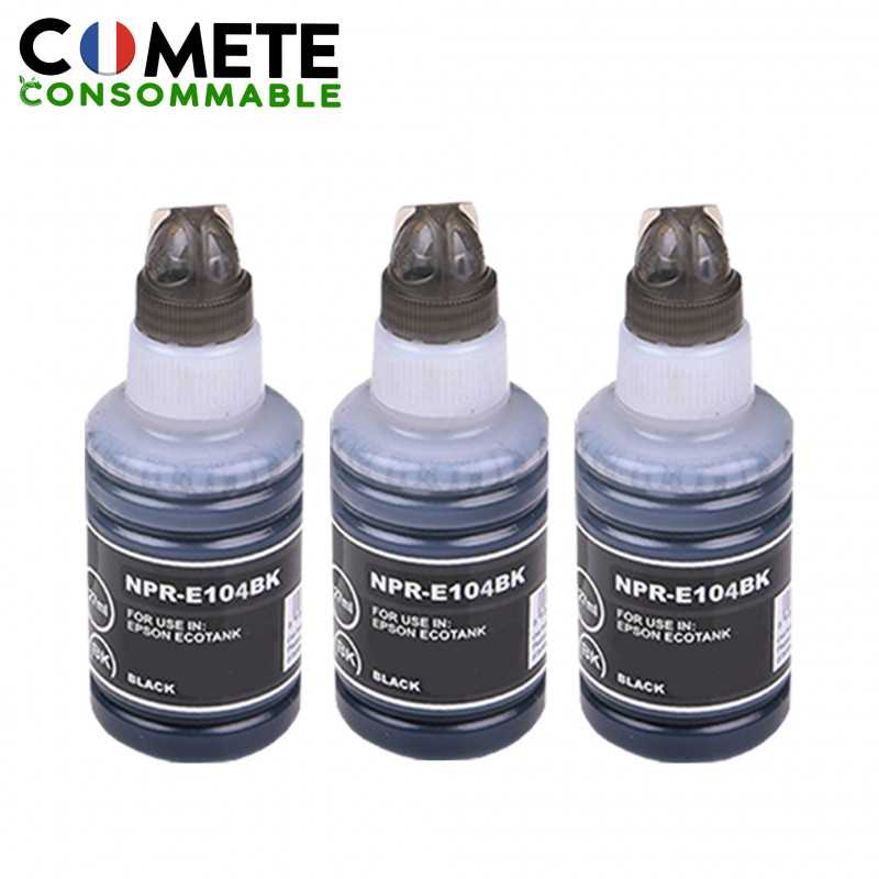 3 Recharges 104 Compatibles pour imprimantes Epson Ecotank - 3 Noir, EPSON 3 Recharges 104 Compatibles pour imprimantes Epson Ecotank - 3 Noir, EPSON
