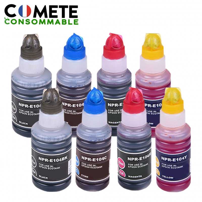 8 Recharges 104 Compatibles pour imprimantes Epson Ecotank - 2 Noir + 2 Cyan + 2 Magenta + 2 Jaune, EPSON 8 Recharges 104 Compatibles pour imprimantes Epson Ecotank - 2 Noir + 2 Cyan + 2 Magenta + 2 Jaune, EPSON