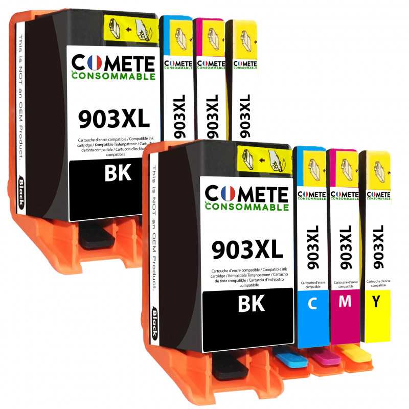 8 Cartouches compatibles HP 903XL - 2 Noir + 2 Cyan + 2 Magenta + 2 Jaune, HP 8 Cartouches compatibles HP 903XL - 2 Noir + 2 Cyan + 2 Magenta + 2 Jaune, HP