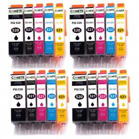 20 Cartouches Compatibles 520XL 521XL pour imprimantes Canon PIXMA PGI-520 CLI-521 - 4 Packs, CANON