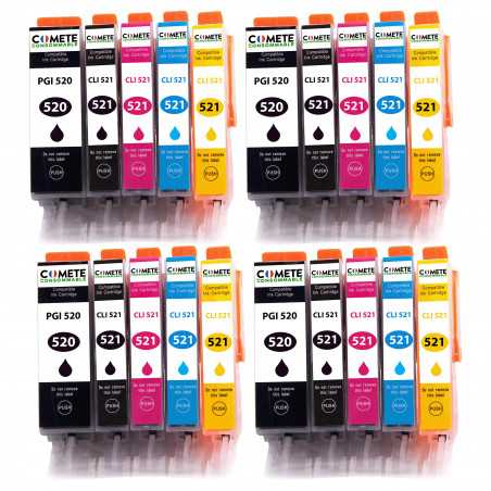 20 Cartouches Compatibles 520XL 521XL