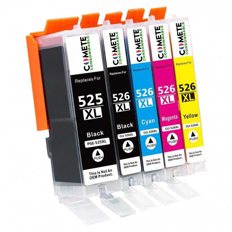 5 Cartouches Compatibles 525XL 526XL pour imprimantes Canon PIXMA PGI-525 CLI-526 - 1 Pack, CANON 5 Cartouches Compatibles 525XL 526XL pour imprimantes Canon PIXMA PGI-525 CLI-526 - 1 Pack, CANON