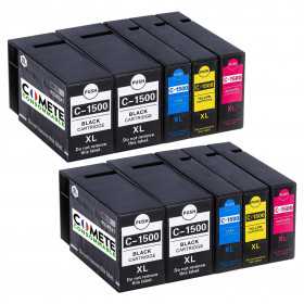 10 Cartouches Compatibles 1500XL PGI-1500 pour CANON MAXIFY - 4 Noir + 2 Cyan + 2 Magenta + 2 Jaune, CANON