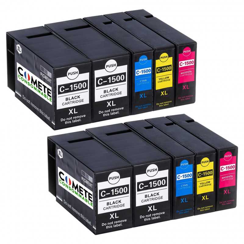 10 Cartouches Compatibles 1500XL PGI-1500 pour CANON MAXIFY - 4 Noir + 2 Cyan + 2 Magenta + 2 Jaune, CANON 10 Cartouches Compatibles 1500XL PGI-1500 pour CANON MAXIFY - 4 Noir + 2 Cyan + 2 Magenta + 2 Jaune, CANON