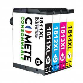 4 Cartouches 18XL Compatibles Epson T18XL T1815 - 1 Noir + 1 Cyan + 1 Magenta + 1 Jaune, EPSON