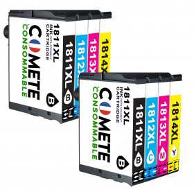 8 Cartouches 18XL Compatibles Epson T18XL T1815 - 2 Noir + 2 Cyan + 2 Magenta + 2 Jaune, EPSON