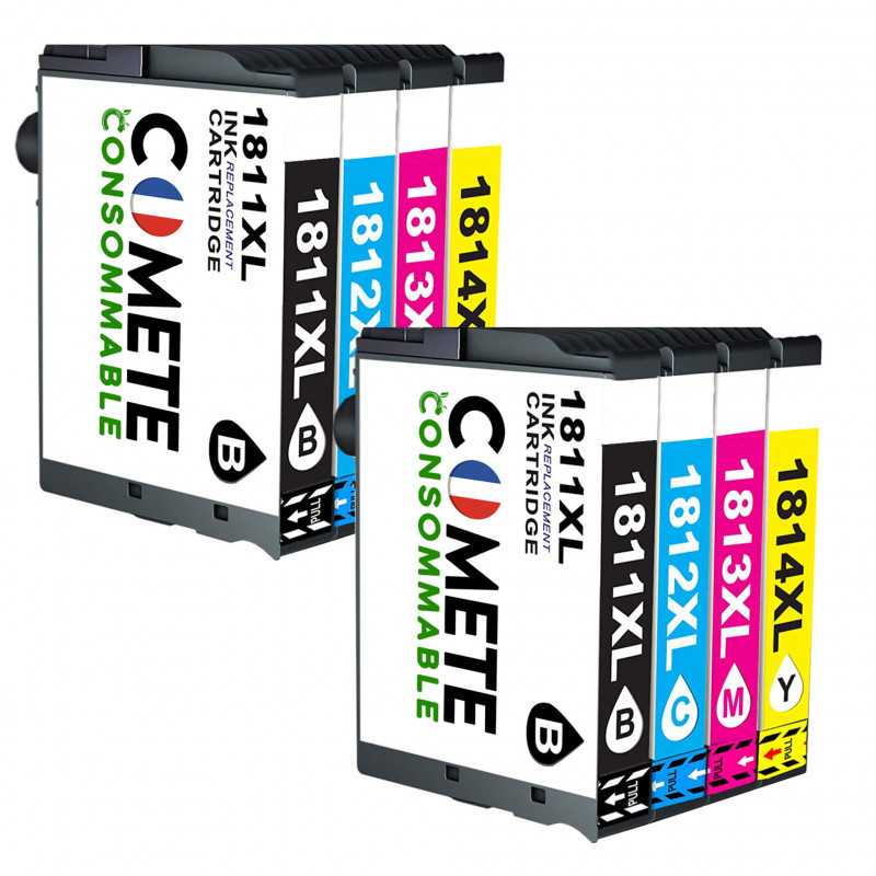 8 Cartouches 18XL Compatibles Epson T18XL T1815 - 2 Noir + 2 Cyan + 2 Magenta + 2 Jaune, EPSON