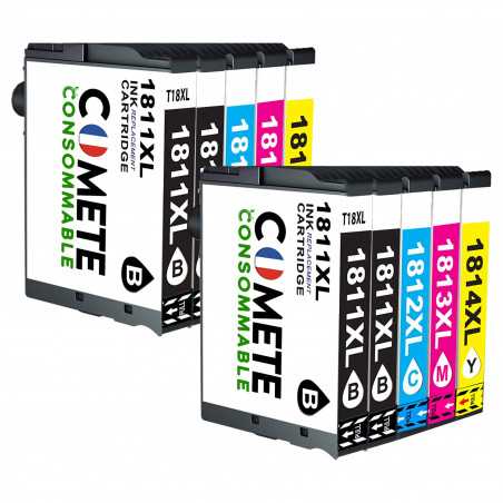 10 Cartouches compatibles Epson 18XL T18XL T1815 - 4 Noir + 2 Cyan + 2 Magenta + 2 Jaune, EPSON