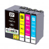 4 Cartouches 27XL compatibles avec Epson 27 XL C13T27154010 T2711 T2712 T2713 T2714 T2715 - 1 Pack