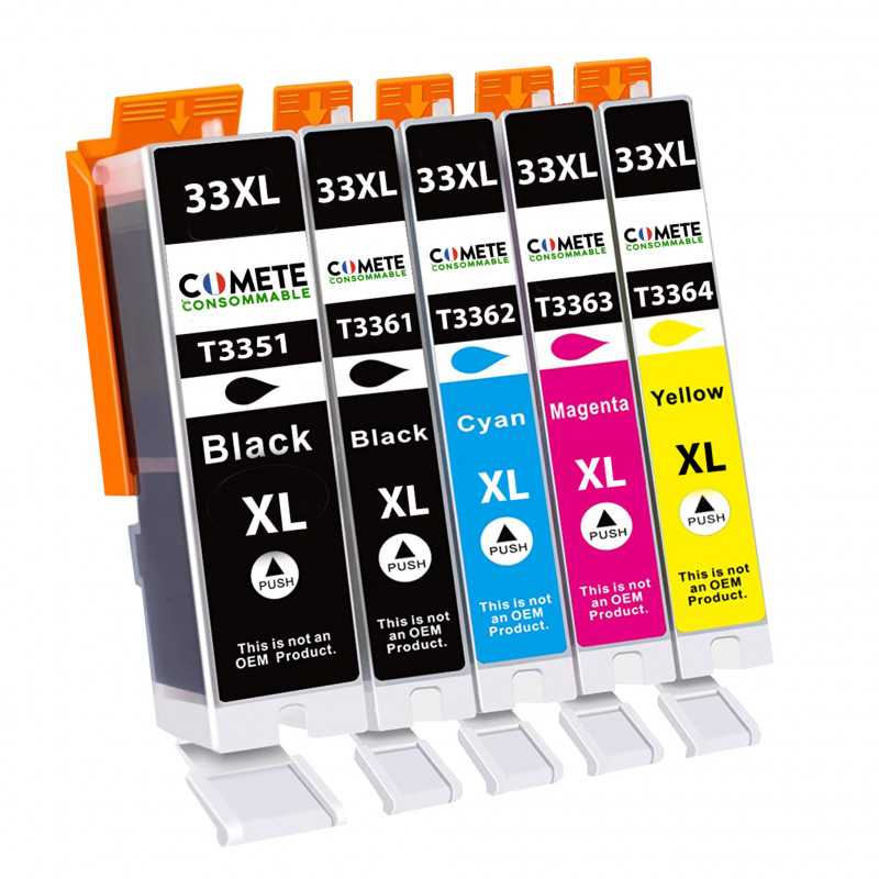 5 Cartouches T33XL 33XL Compatibles avec Epson Expression Premium XP530 XP540 XP630 XP635 XP640 ..., EPSON 5 Cartouches T33XL 33XL Compatibles avec Epson Expression Premium XP530 XP540 XP630 XP635 XP640 ..., EPSON