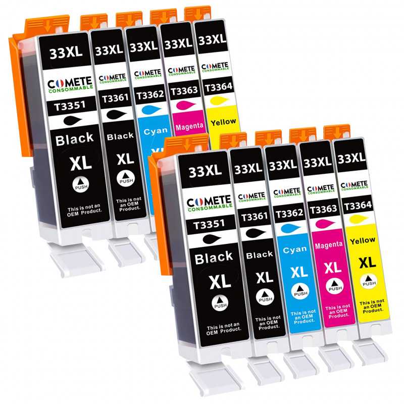10 Cartouches T33XL 33XL Compatibles avec Epson Expression Premium XP530 XP540 XP630 XP635 XP640 ..., EPSON 10 Cartouches T33XL 33XL Compatibles avec Epson Expression Premium XP530 XP540 XP630 XP635 XP640 ..., EPSON