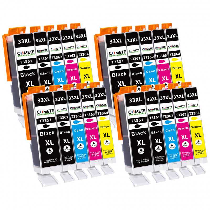 20 Cartouches T33XL 33XL Compatibles avec Epson Expression Premium XP530 XP540 XP630 XP635 XP640 ..., EPSON 20 Cartouches T33XL 33XL Compatibles avec Epson Expression Premium XP530 XP540 XP630 XP635 XP640 ..., EPSON