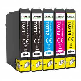 Cartouches D'encre Compatibles TONTINTA E104 - Lot 5 Couleurs (2 Noirs) Pour Imprimantes Epson EcoTank ET-2700/2800/4800