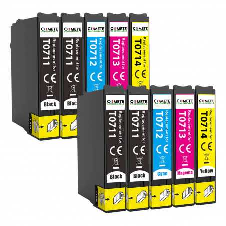 T0715 - 10 Cartouches d'encre Compatible avec Epson T0715 (T0711 T0712 T0713 T0714) - 2 Packs