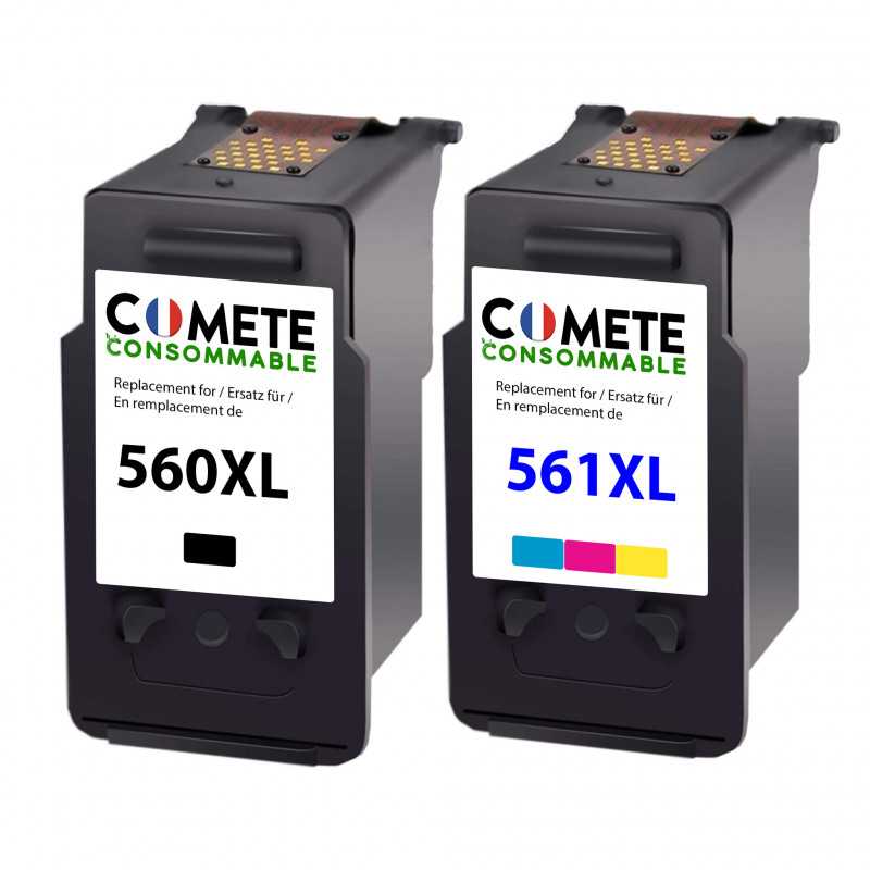 2 cartouches compatibles CANON PG560 XL PG-560 CL-561 560XL 561XL - 1 Noir + 1 Couleurs, CANON