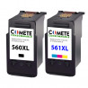 2 cartouches compatibles CANON PG560 XL PG-560 CL-561 560XL 561XL - 1 Noir + 1 Couleurs, CANON