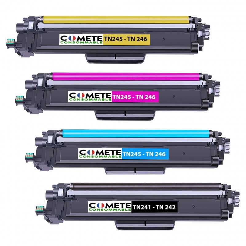 4 Toners compatibles BROTHER TN246 - 1 Noir + 1 Cyan + 1 Magenta + 1 Jaune, BROTHER 4 Toners compatibles BROTHER TN246 - 1 Noir + 1 Cyan + 1 Magenta + 1 Jaune, BROTHER