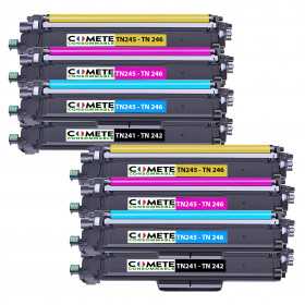 8 Toners compatibles BROTHER TN246 - 2 Noir + 2 Cyan + 2 Magenta + 2 Jaune, BROTHER