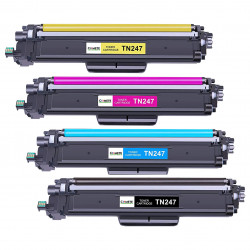 4 Toners compatibles BROTHER TN247 - 1 Noir + 1 Cyan + 1 Magenta + 1 Jaune, BROTHER