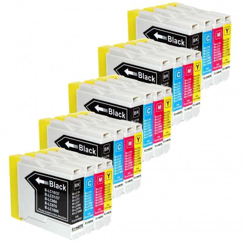 20 Cartouches compatibles BROTHER LC970/LC1000 - 5 Noir + 5 Cyan + 5 Magenta + 5 Jaune, BROTHER 20 Cartouches compatibles BROTHER LC970/LC1000 - 5 Noir + 5 Cyan + 5 Magenta + 5 Jaune, BROTHER