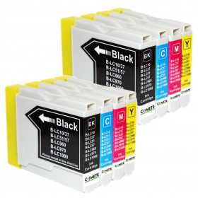 8 Cartouches compatibles BROTHER LC970/LC1000 - 2 Noir + 2 Cyan + 2 Magenta + 2 Jaune, BROTHER