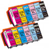 12 Cartouches compatibles Epson 378XL - 2 Noir + 2 Cyan + 2 Magenta + 2 Jaune + 2 Cyan Clair + 2 Mag