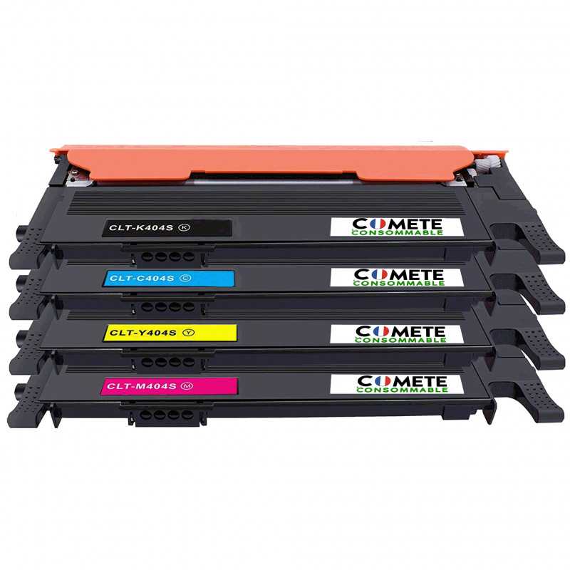 4 Toners Compatibles avec Samsung CLT-404S CLT404S 404S 404C - 1 Noir + 1 Cyan + 1 Magenta + 1 Jaune, SAMSUNG